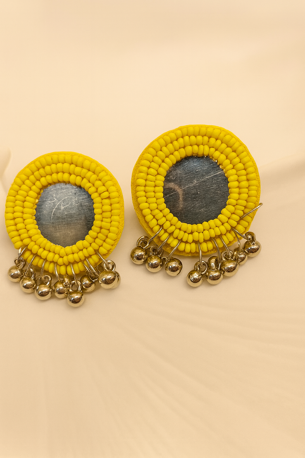 Handcrafted Yellow Mirror Earrings