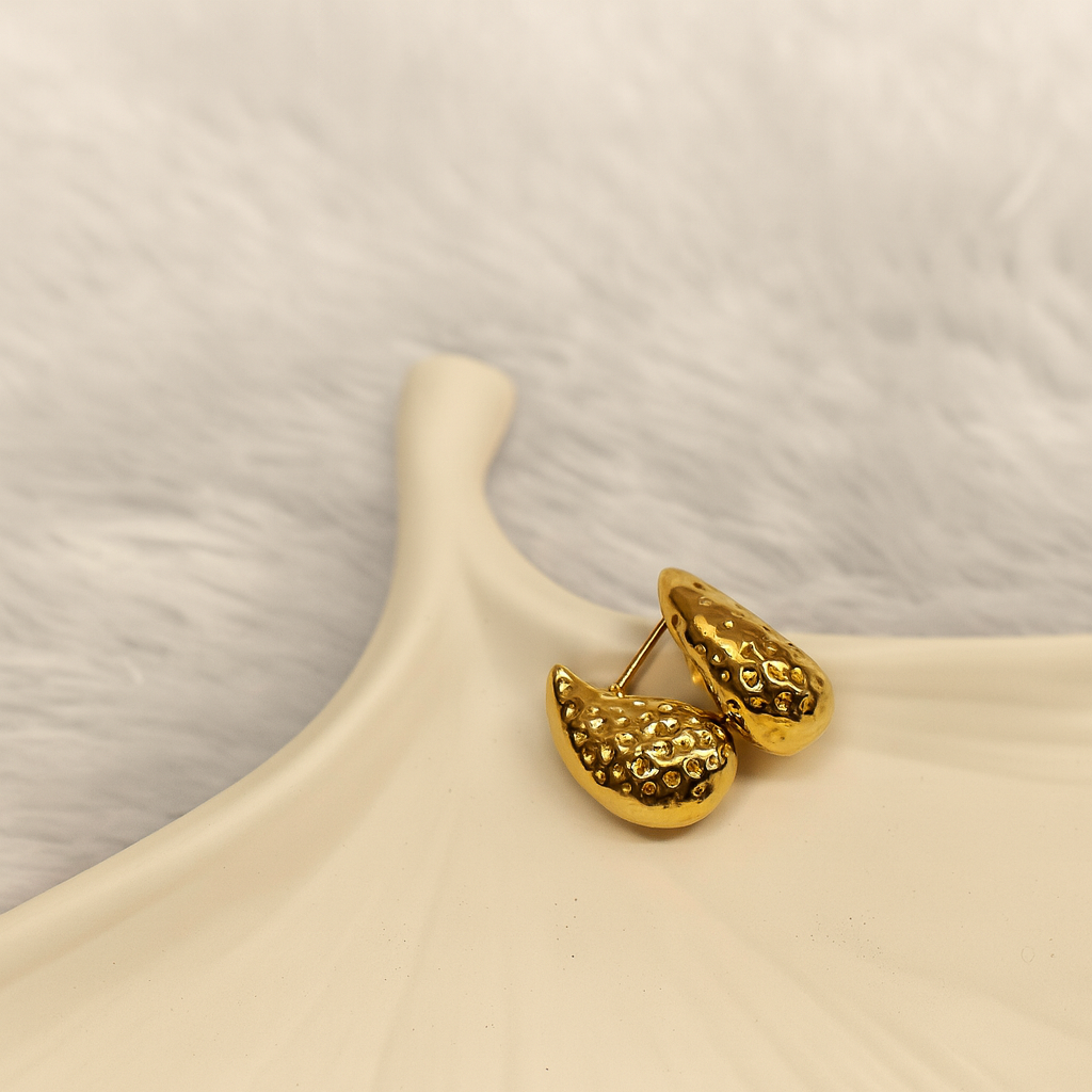 Polished Dainty Gold Embossed Studs