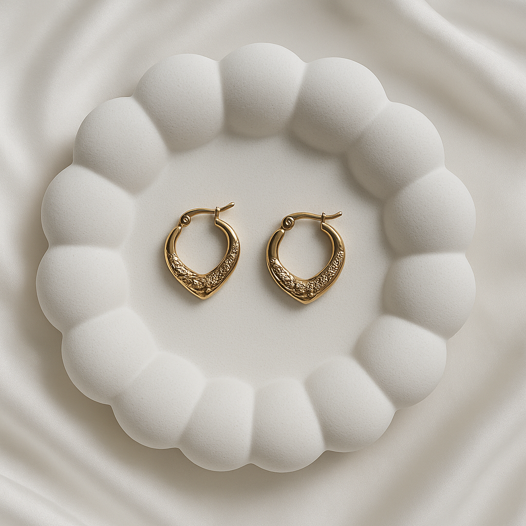 Gold-Plated Heart Huggie Hoop Earrings