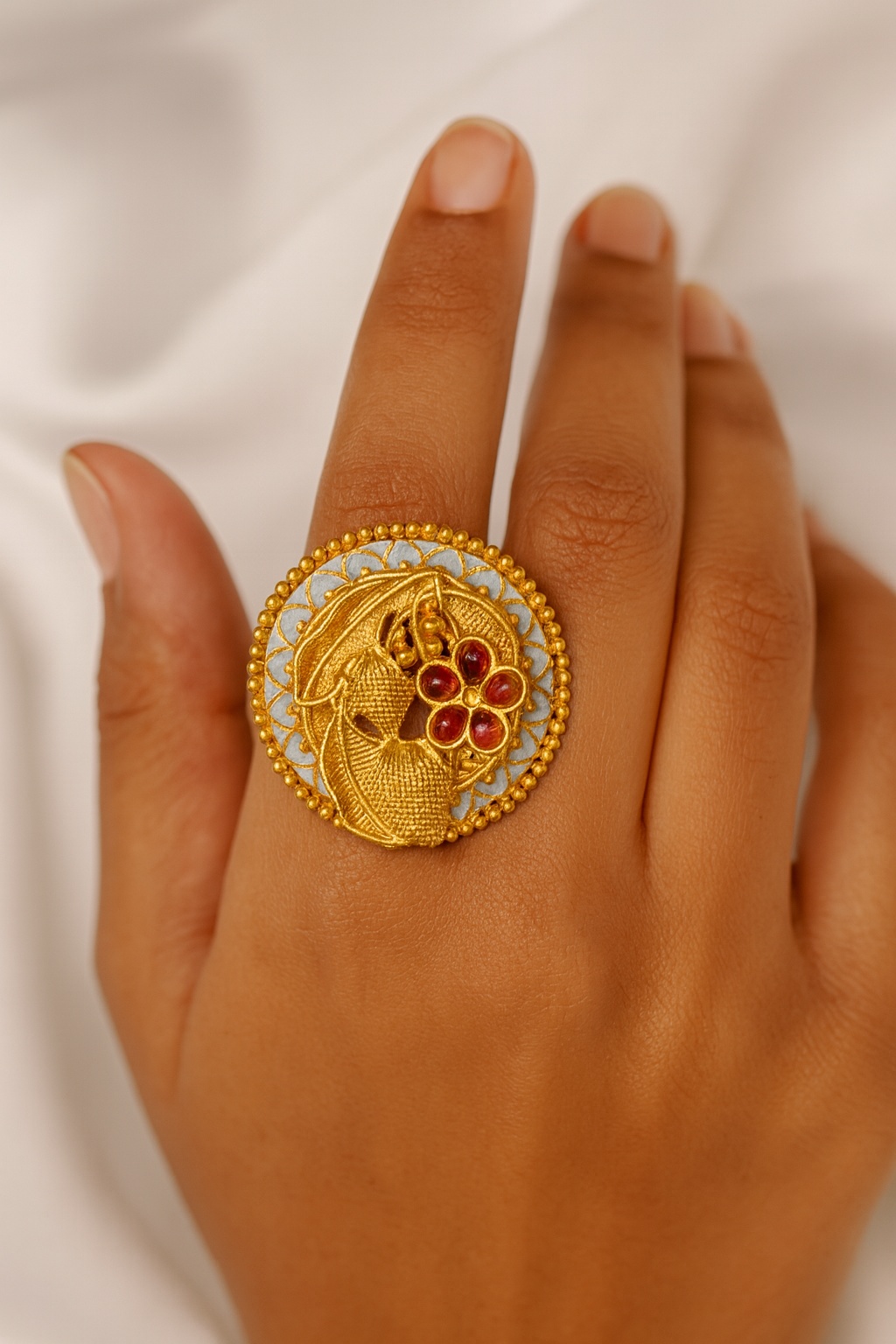 Handcrafted Gold Plated Enamel Ring