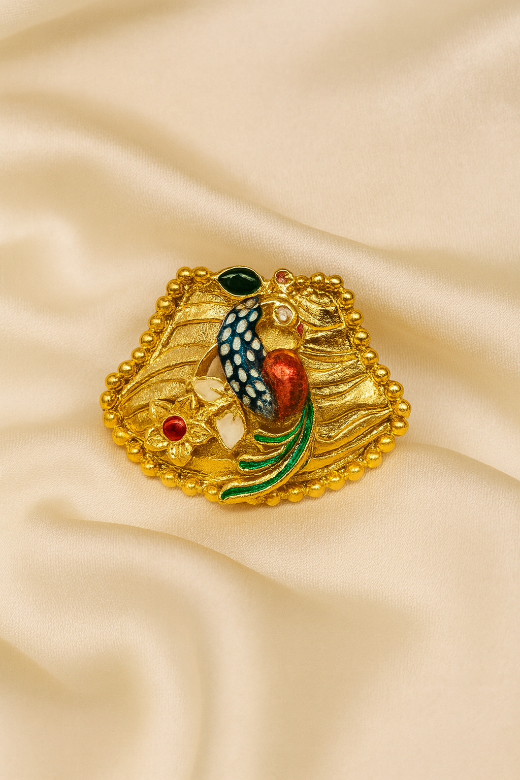 Kishori- Traditional Adjustable Peacock Enamel Rin