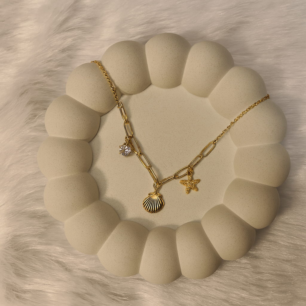 Gold Paperclip Chain Nautical Charm Necklace