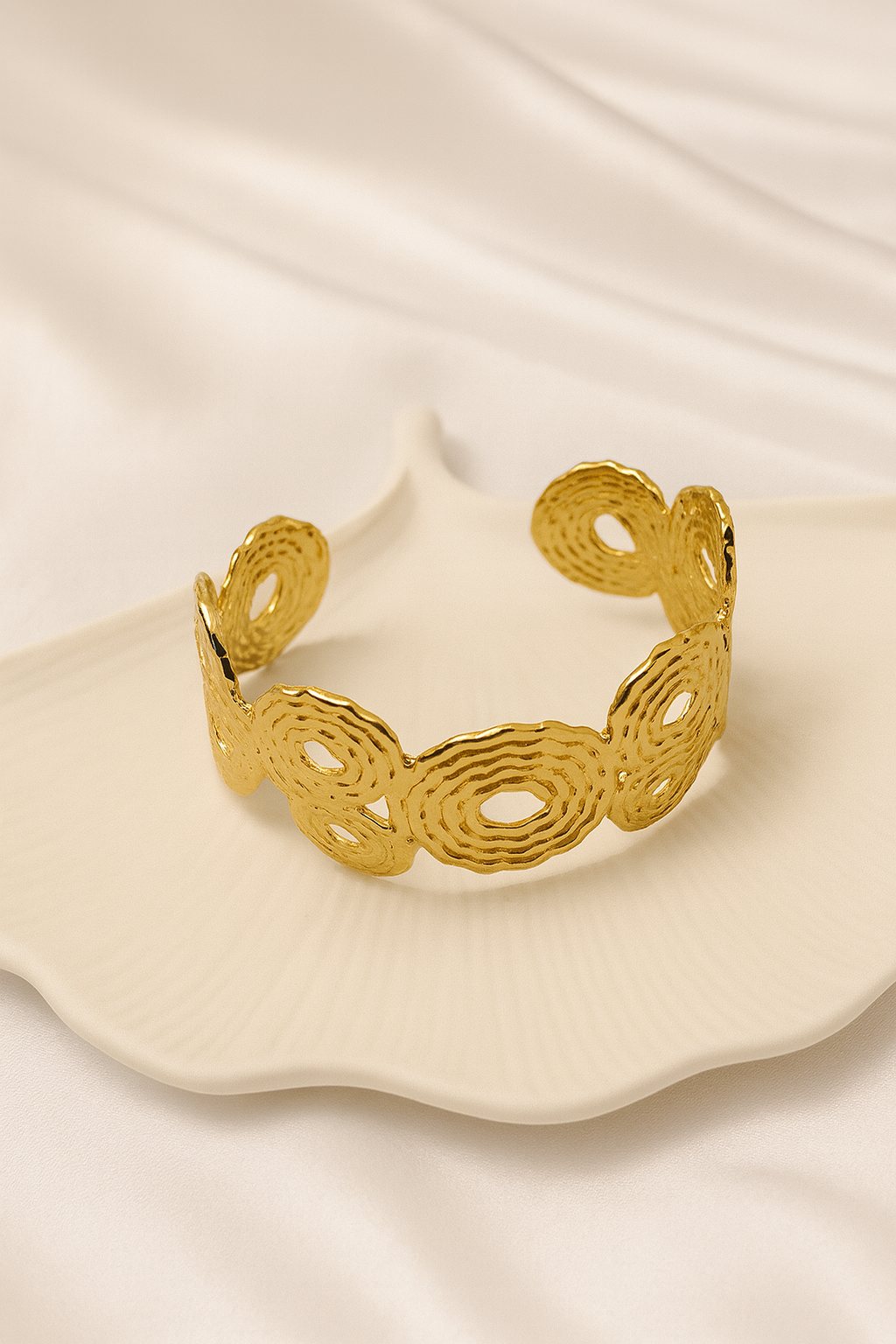 Handcrafted Gold Plated Textured Cuff Bracelet