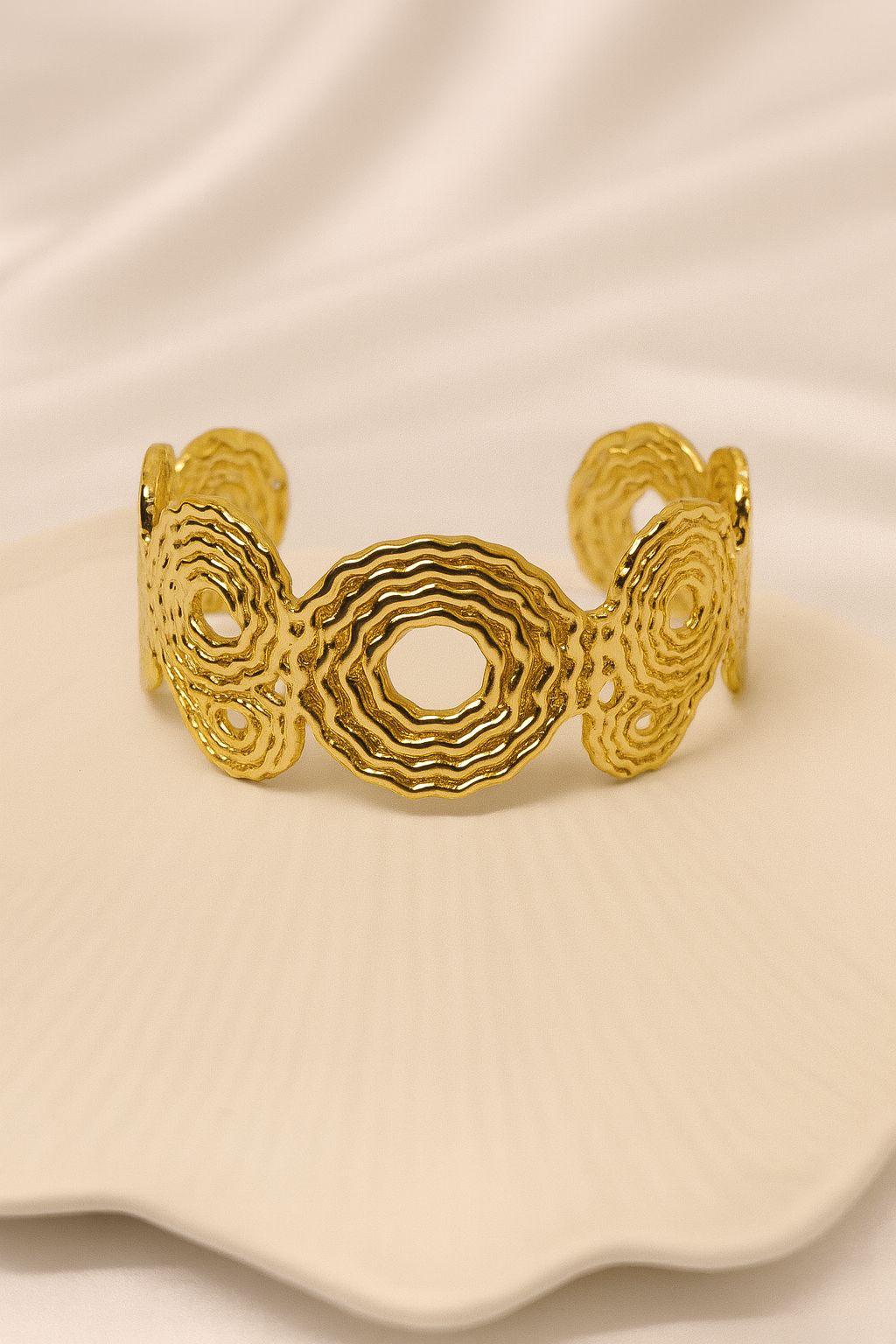 Handcrafted Gold Plated Textured Cuff Bracelet
