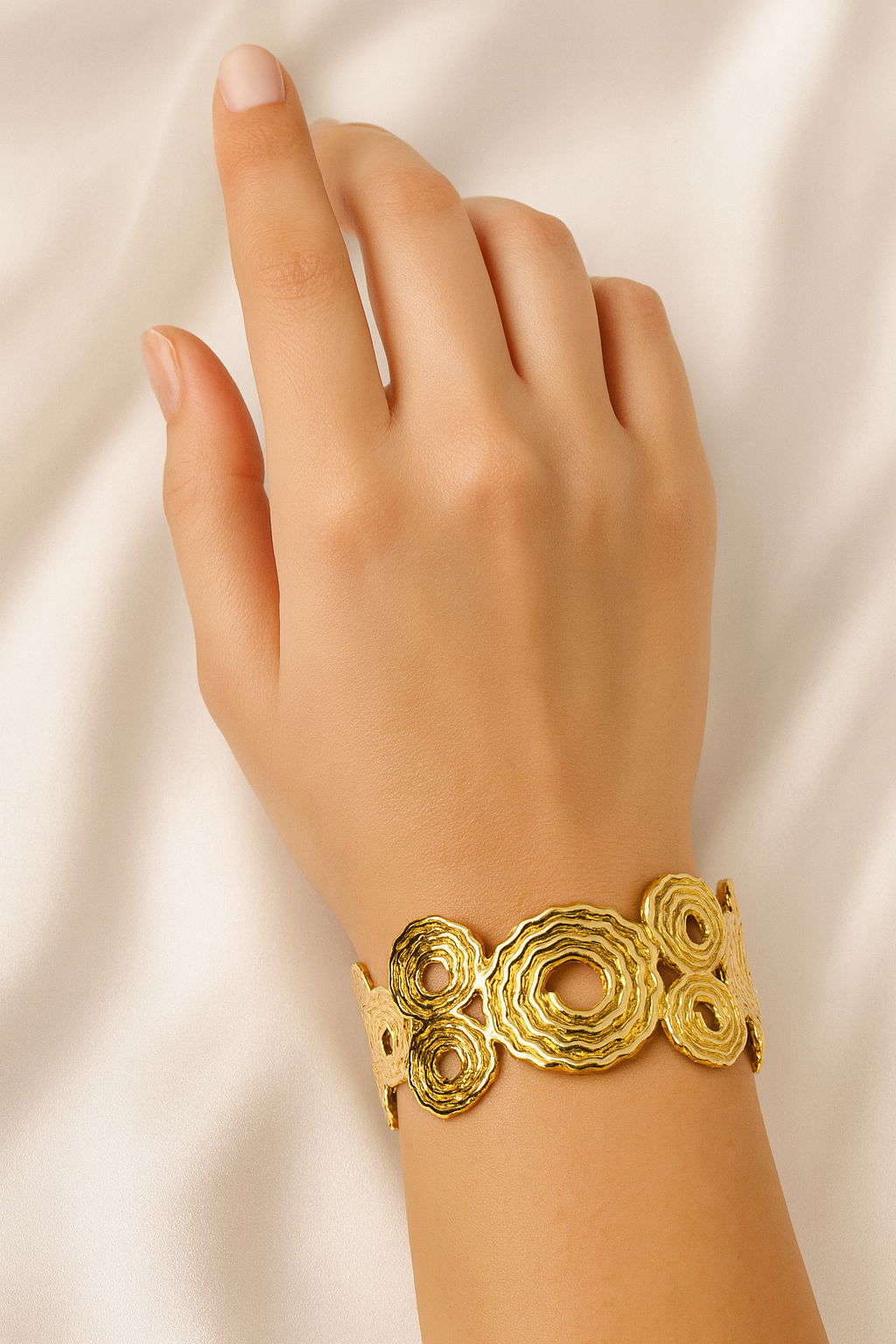 Handcrafted Gold Plated Textured Cuff Bracelet